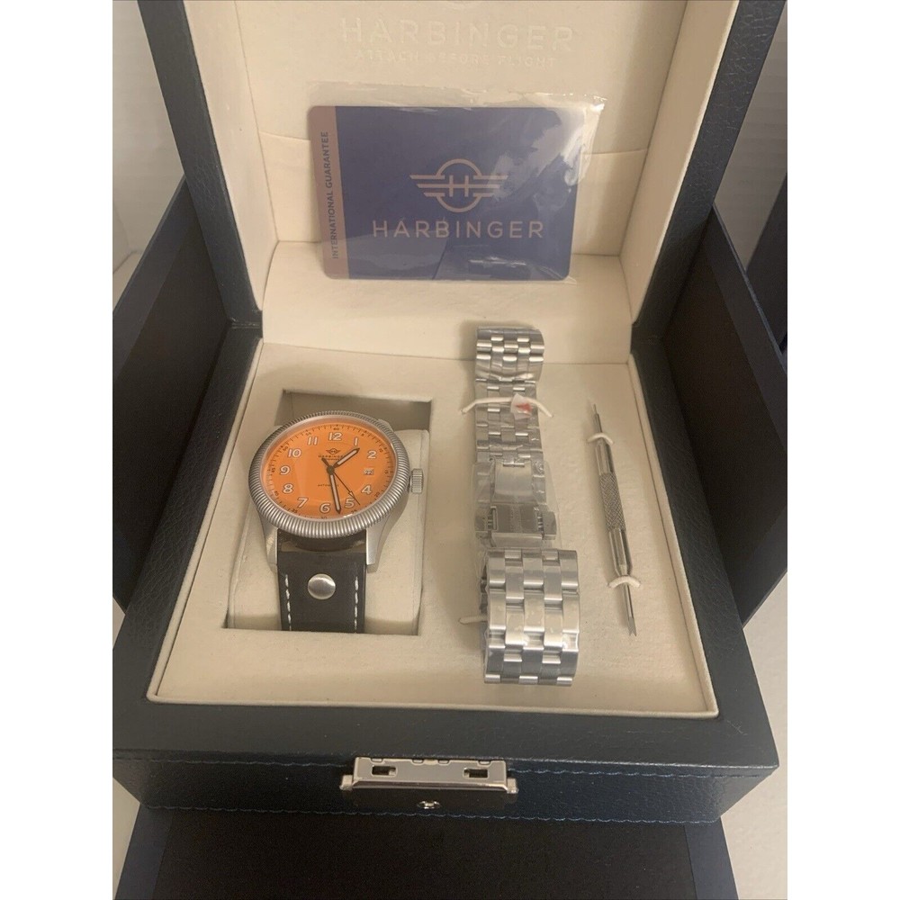 Harbinger HC7 CONQUEST SKYFIRE ORANGE Men's Self Winding Watch 2 Bands MSRP $849